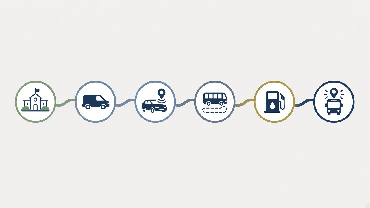 Illustration of a six-step rollout path for campus transport